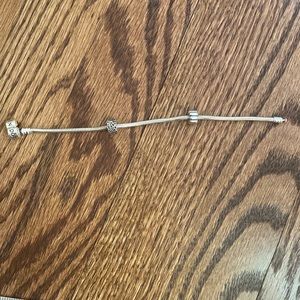 Pandora Silver Charm Bracelet with two clip stopper/spacers